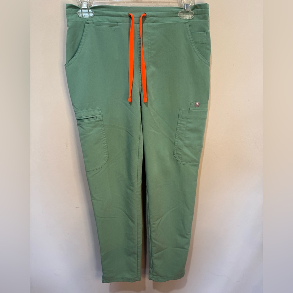 Figs Women's Green Scrub Joggers with Orange Drawstring